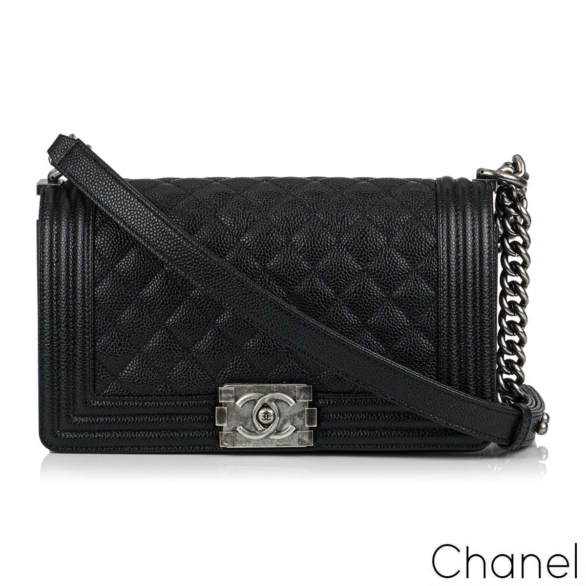 Chanel Black Caviar Boy Flap Bag Ruthenium Hardware